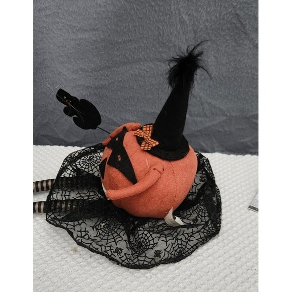 Primitive Folk Art Pumpkin‎ Head Doll Halloween Fall Witch Shelf Sitter Autumn - Picture 5 of 9